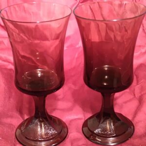 Vintage Fostoria Misty Brown Claret Wine Glasses Pair Set of 2 Stemware