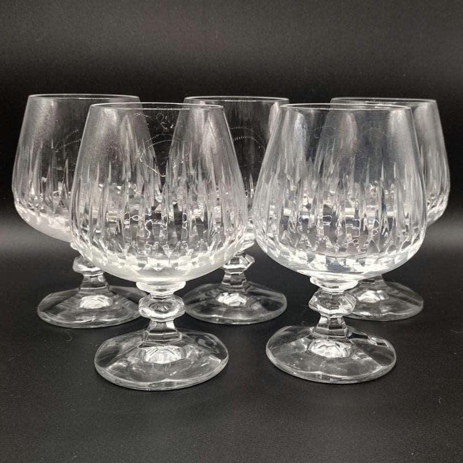 Vintage Zwiesel Lead Crystal Cognac Snifters Set of 5 Heavy Stemmed Brandy Glasses