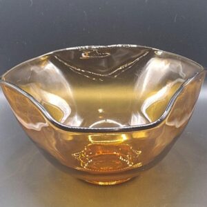 Vintage 1960s Anchor Hocking Amber Glass Tri Corner Bowl Mid Century Modern