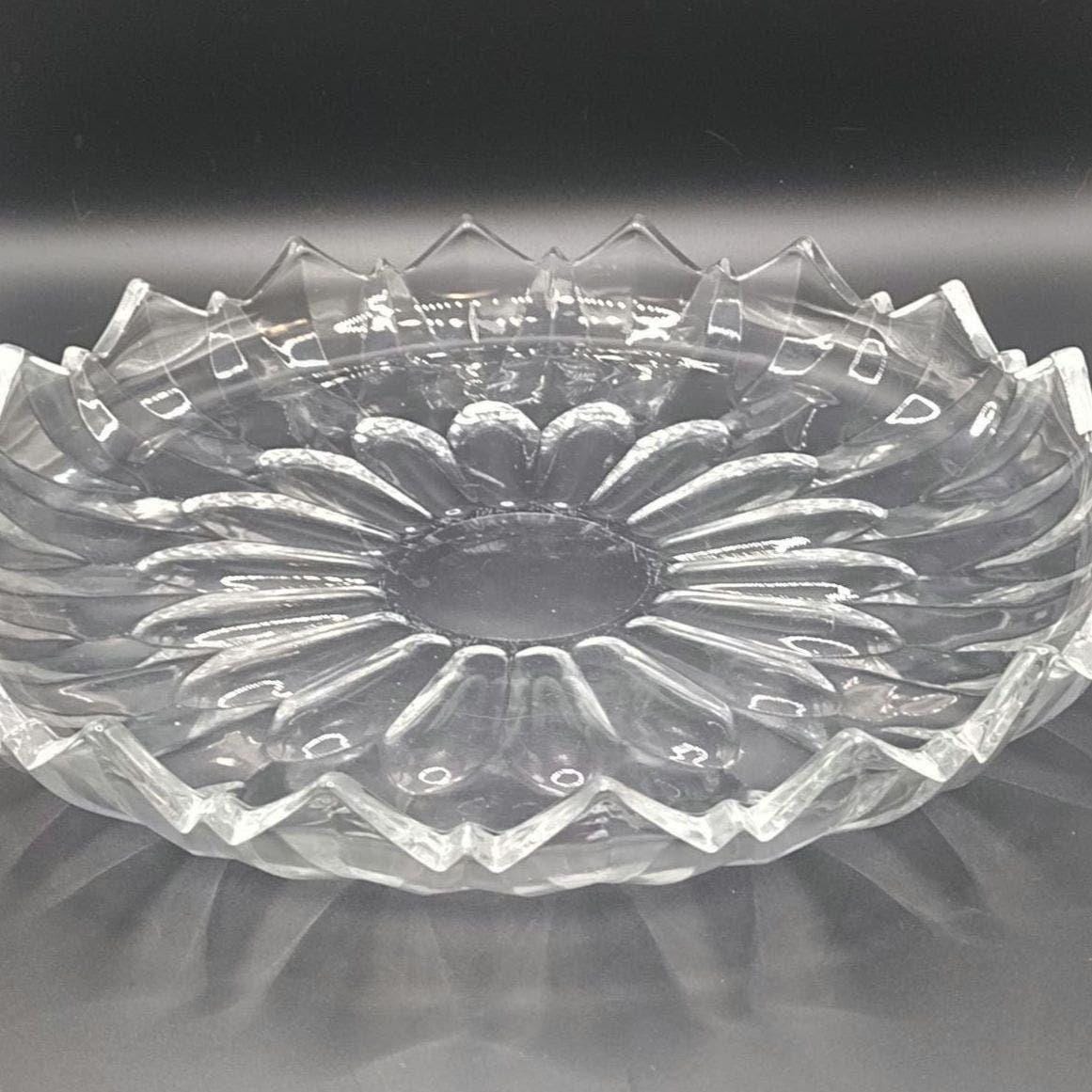 Vintage Clear Glass Sawtooth Edge Cake Plate 11 1/2" Serving Platter