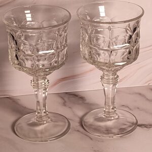 Vintage Indiana Glass Wine Glasses Set of 2 Clear Stemmed