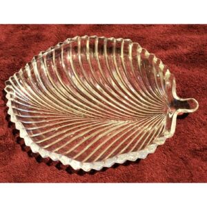Vintage Clear Glass Crystal Leaf Shaped Pickle Candy Dish