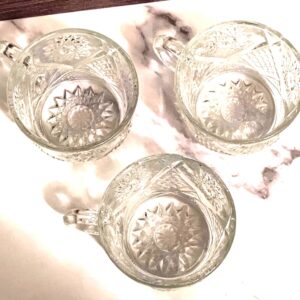 Vintage 1970s Indiana Glass Saratoga Pattern Clear Pressed Punch Cups Set of 3