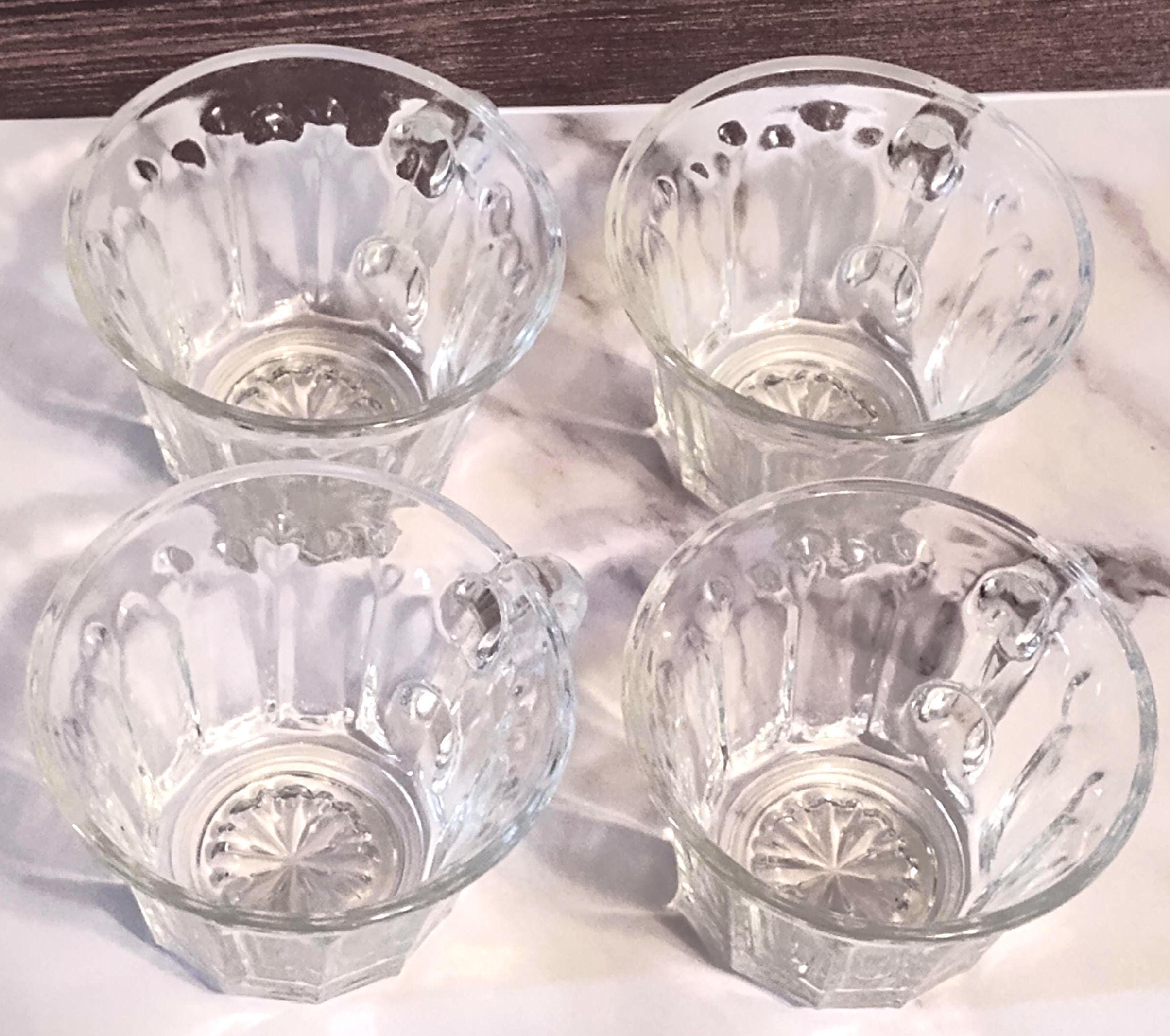 Vintage 1970s Anchor Hocking Colonial Pattern Punch Cups Set of 4
