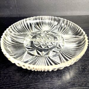 Vintage 1950s EAPG Art Deco Cut Glass Relish Dish 7 Inch Pressed Glass