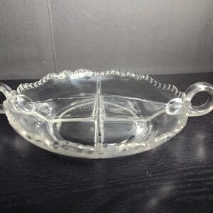 Vintage Imperial Glass Divided Relish Tray with Handles 7 1/4" Pressed Glass