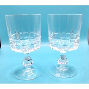 Vintage Cut Glass Crystal Wine Goblets Set of 2 Stemmed