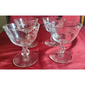 Vintage Set of 4 Etched Fizzio Liquor Liquer glasses