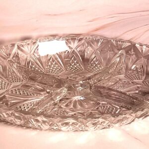 Vintage French Veropa Moldavia 4-part Divided Appetizer Relish Glass Tray pineapple and starbursts pattern