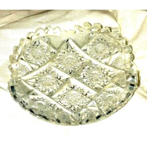Vintage American Brilliant Period 4 Scalloped Sawtooth Edge Hand Cut Glass Dish 1905-1915