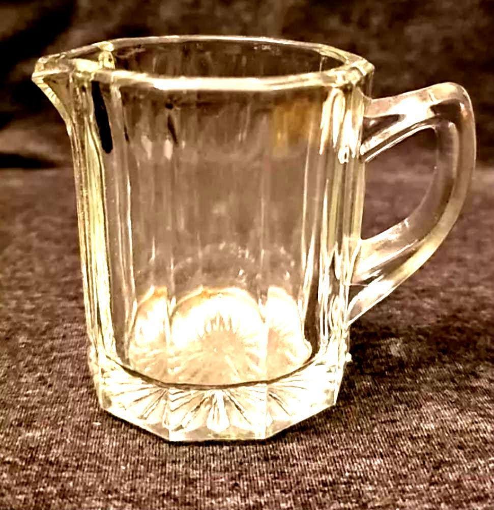 Vintage Heisey Heavy Glass Paneled Creamer/Syrup Dispenser