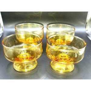 Vintage Amber Colored Champagne/Brandy/Sherbert Glasses - Set of 4