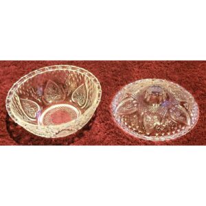 Vintage Pasari Indonesia Press Glass Hearts and Flowers Bowl with Lid 1950s