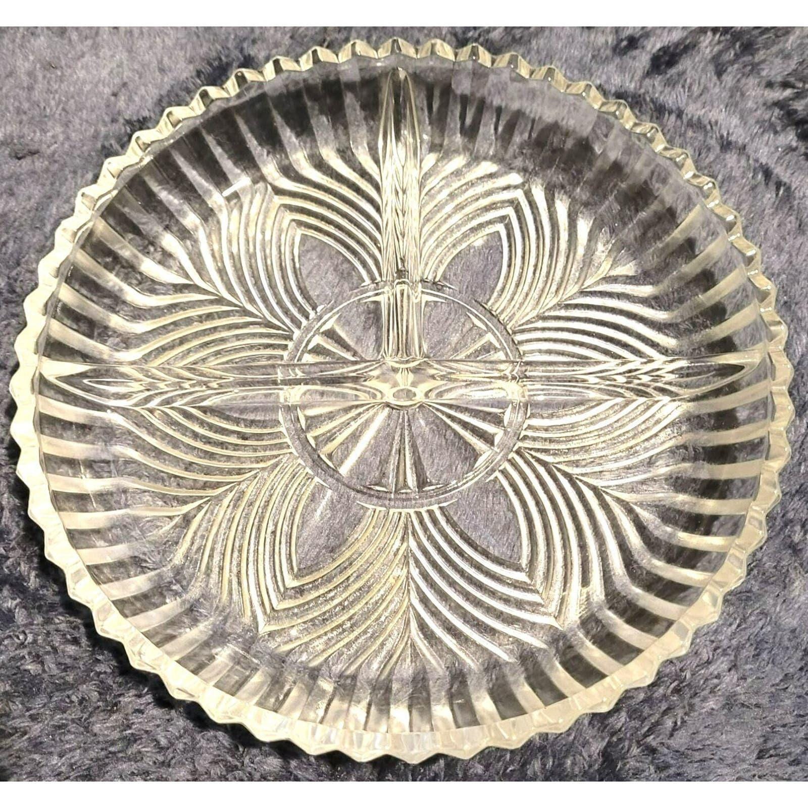 Vintage Indiana Glass 3 Section Relish Tray 7 1940s