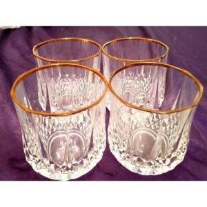 Vintage Cristal dArques Durand, Longchamp Crystal 3 3/4" Gold Rimmed Set of 4