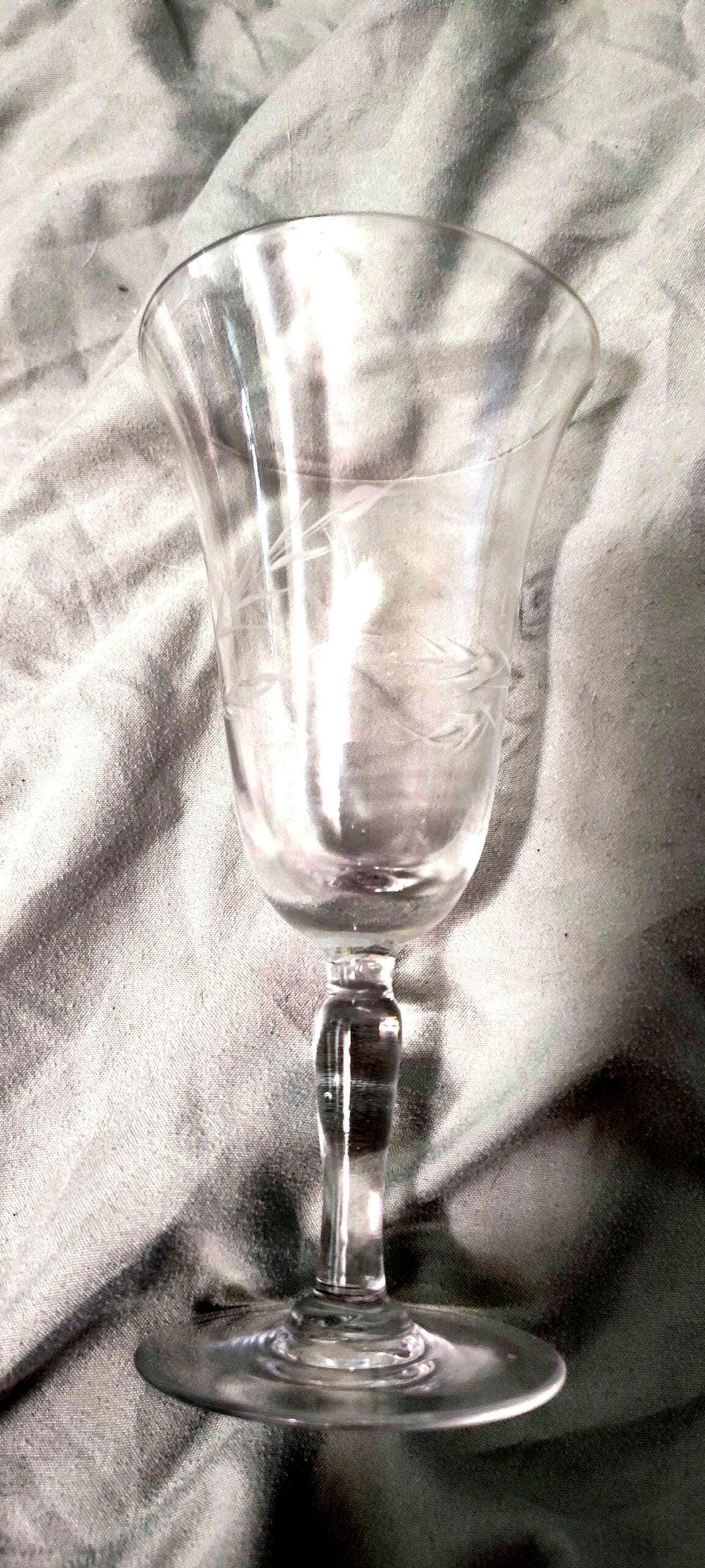 Vintage Mid-Century Etched Stemware Cordial Glasses - Set of 4