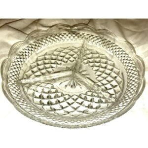 Vintage Wexford 3 Part Scalloped Edge Divided Relish Platter 8 1/2"