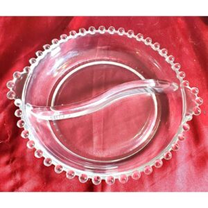 Vintage 1950s Imperial Candlewick Divided Relish Tray Hand Blown Beaded Edge