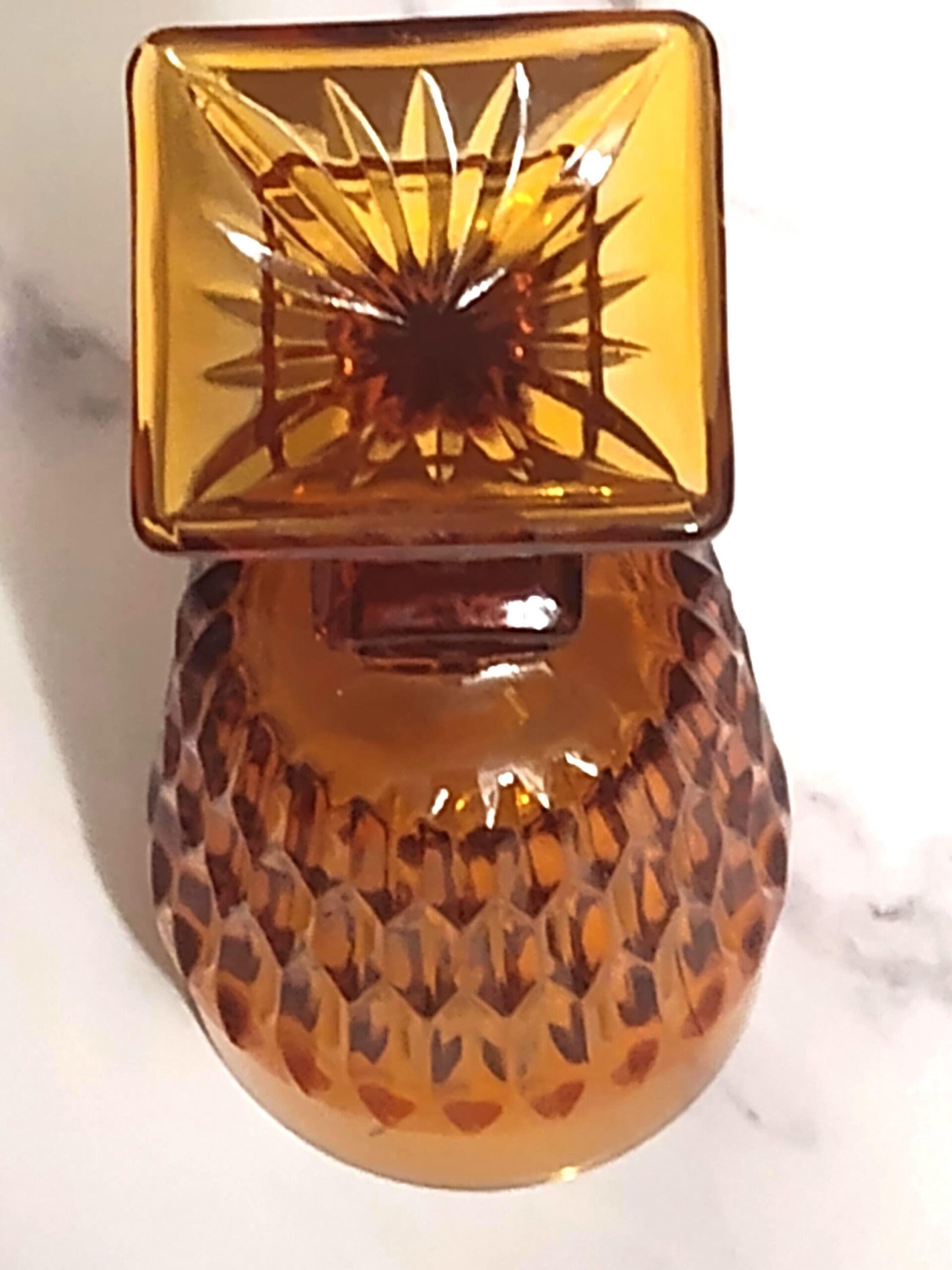 Vintage Indiana Glass Mt. Vernon Amber Goblet 5 1/2" Diamond Pattern Water Wine Glass Stemware Mid Century - Image 3