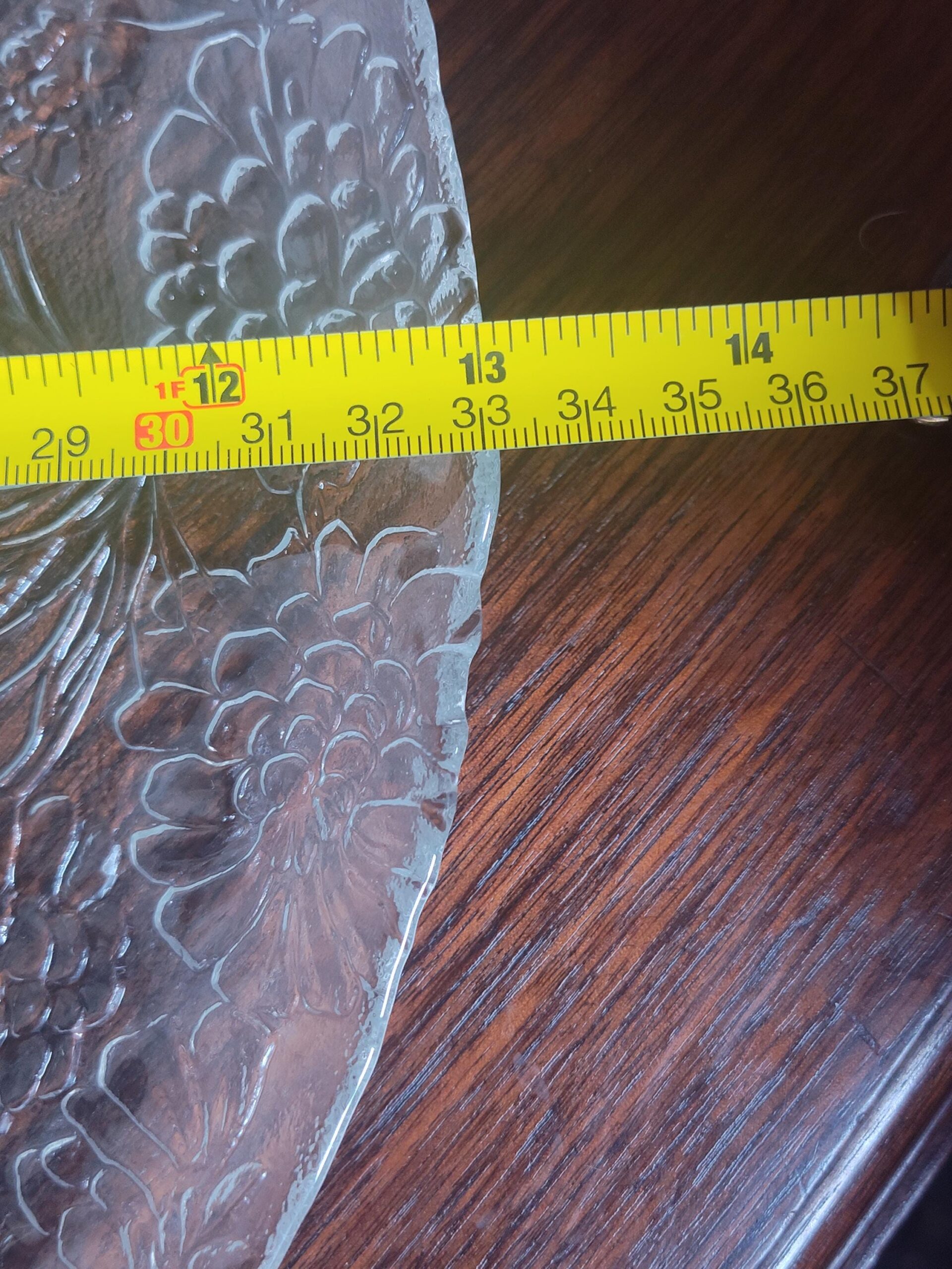 Vintage Clear Glass Pinecone Pine Needle Serving Platter 13" Embossed Winter Holiday Plate Ribbon Bow Rustic Woodland Cookie Tray - Image 7