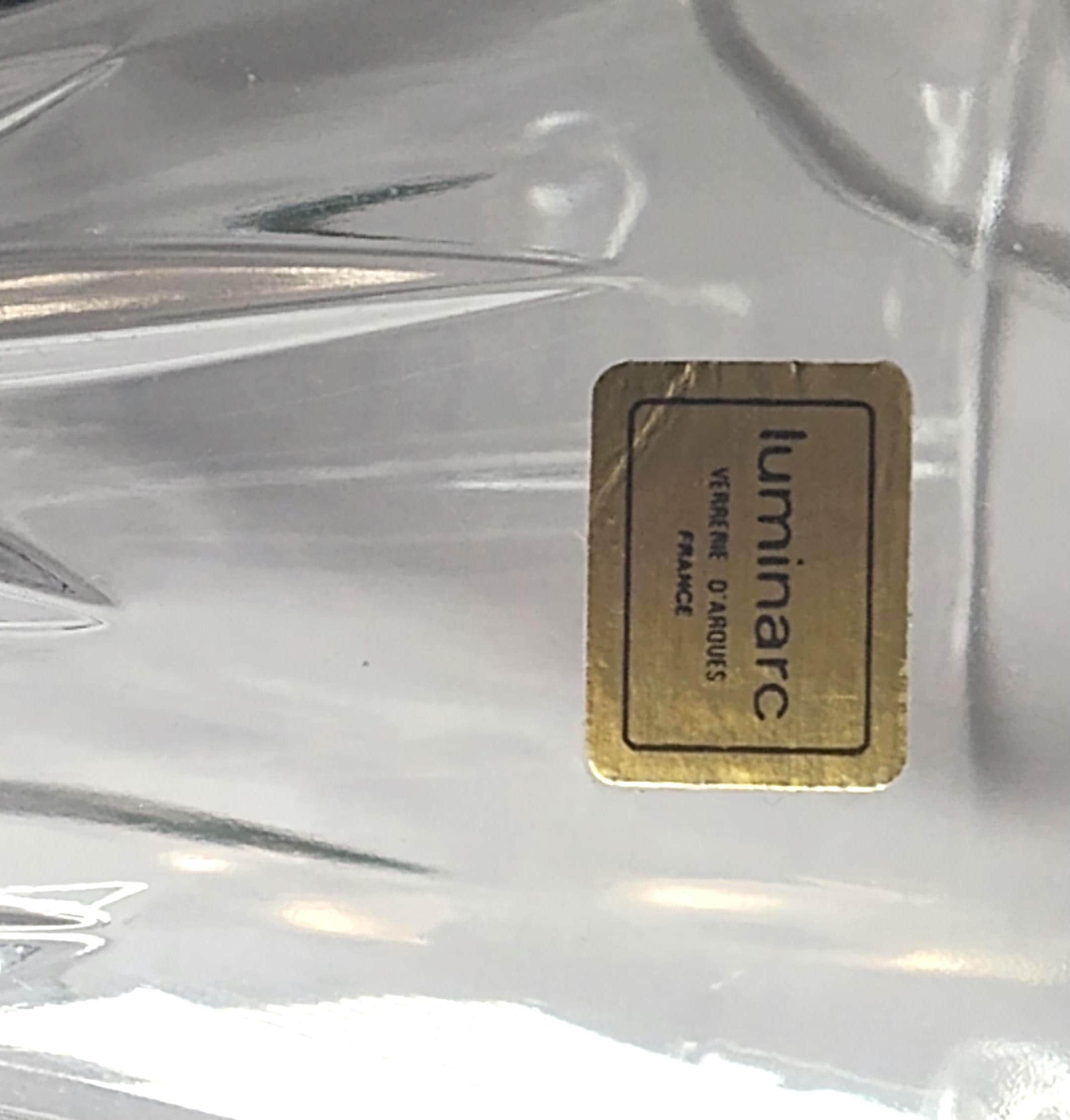 Vintage Luminarc France Cut Glass Water Goblets Set of 4 Verrerie D'Arques Crystal Stemware Leaf Pattern 6 3/4 Inch French Glassware - Image 4