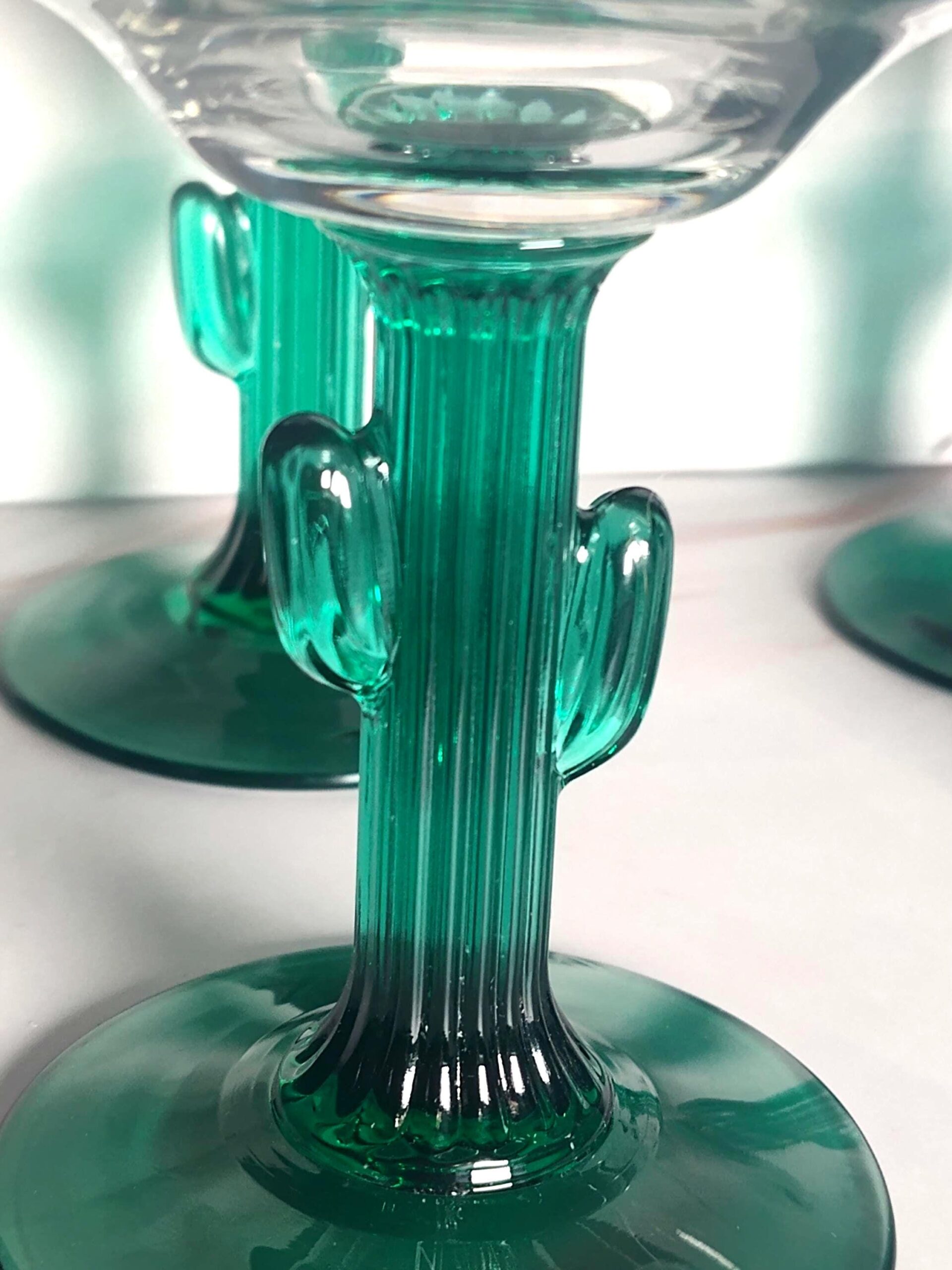 Vintage Libbey Cactus Stem Margarita Glasses Set of 4 Southwestern Barware - Image 3