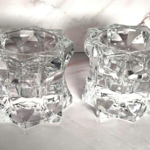 Mikasa Crystal Star Candle Holders Pair, Heavy Lead Crystal Taper Votive
