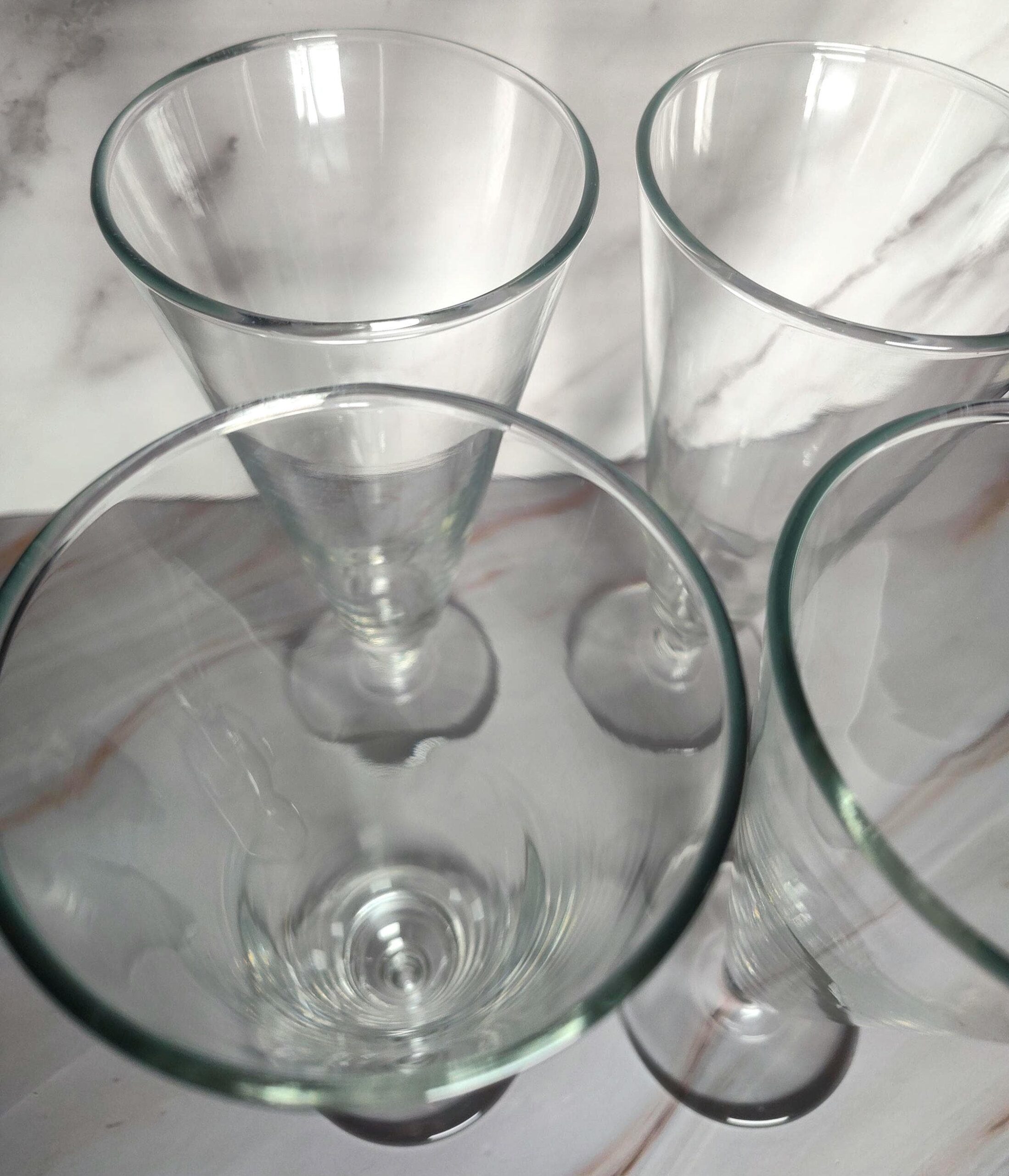 Set of 4 Vintage Clear Footed Pilsner Glasses – Mid Century Ball Stem Barware - Image 2