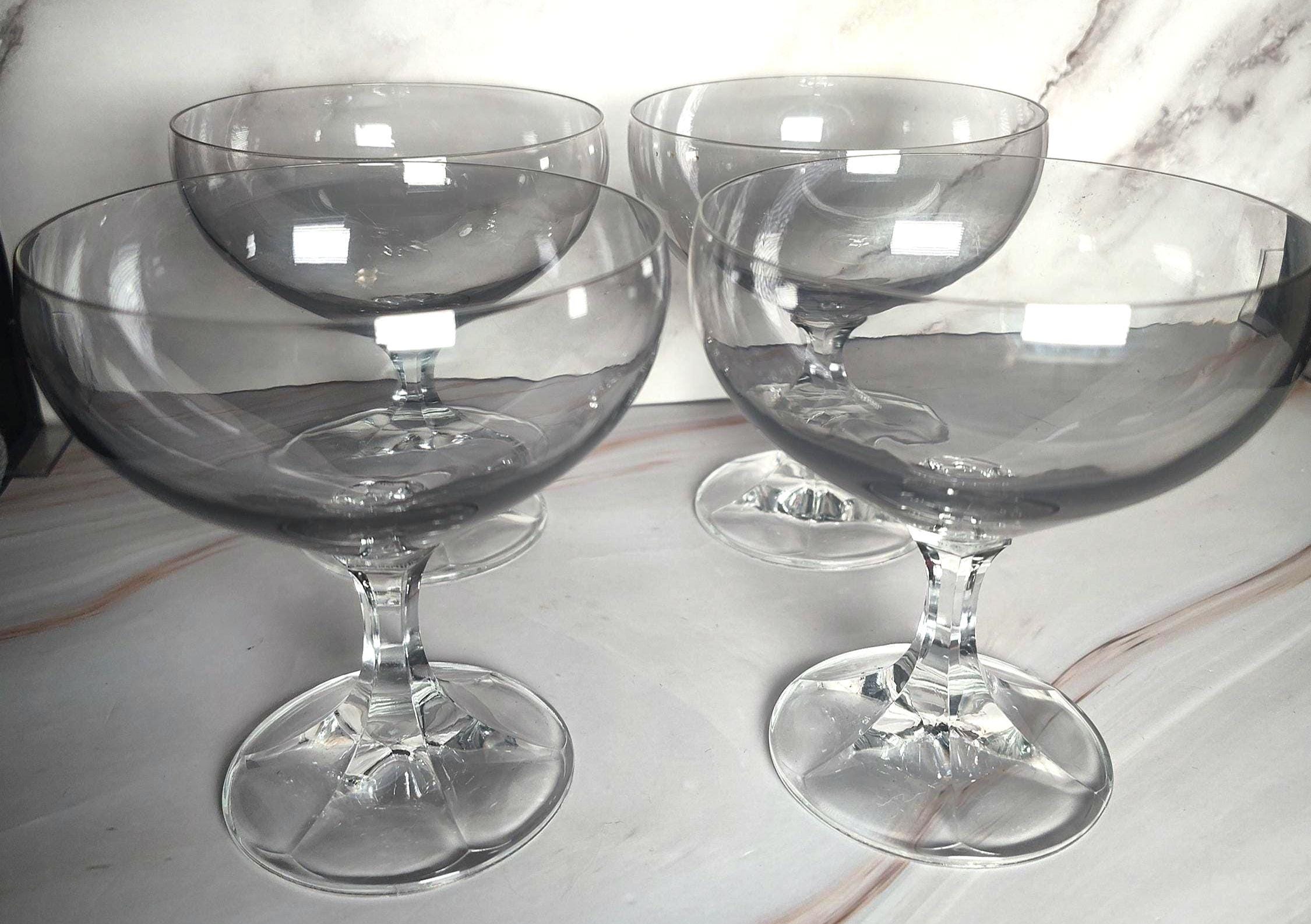 Set of 4 Schott Zwiesel Neckar Smoke Crystal Champagne Coupe Glasses – German Barware