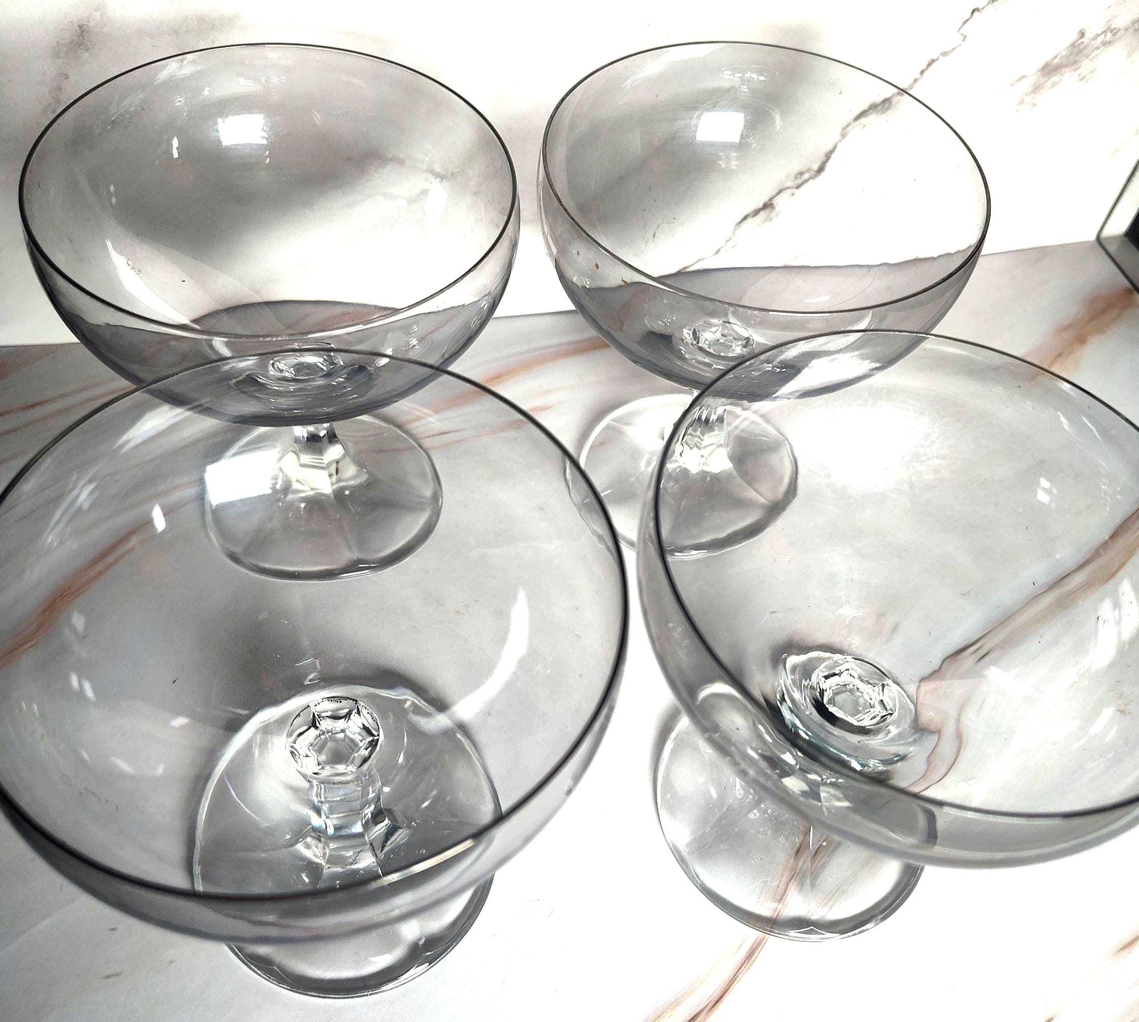 Set of 4 Schott Zwiesel Neckar Smoke Crystal Champagne Coupe Glasses – German Barware - Image 2