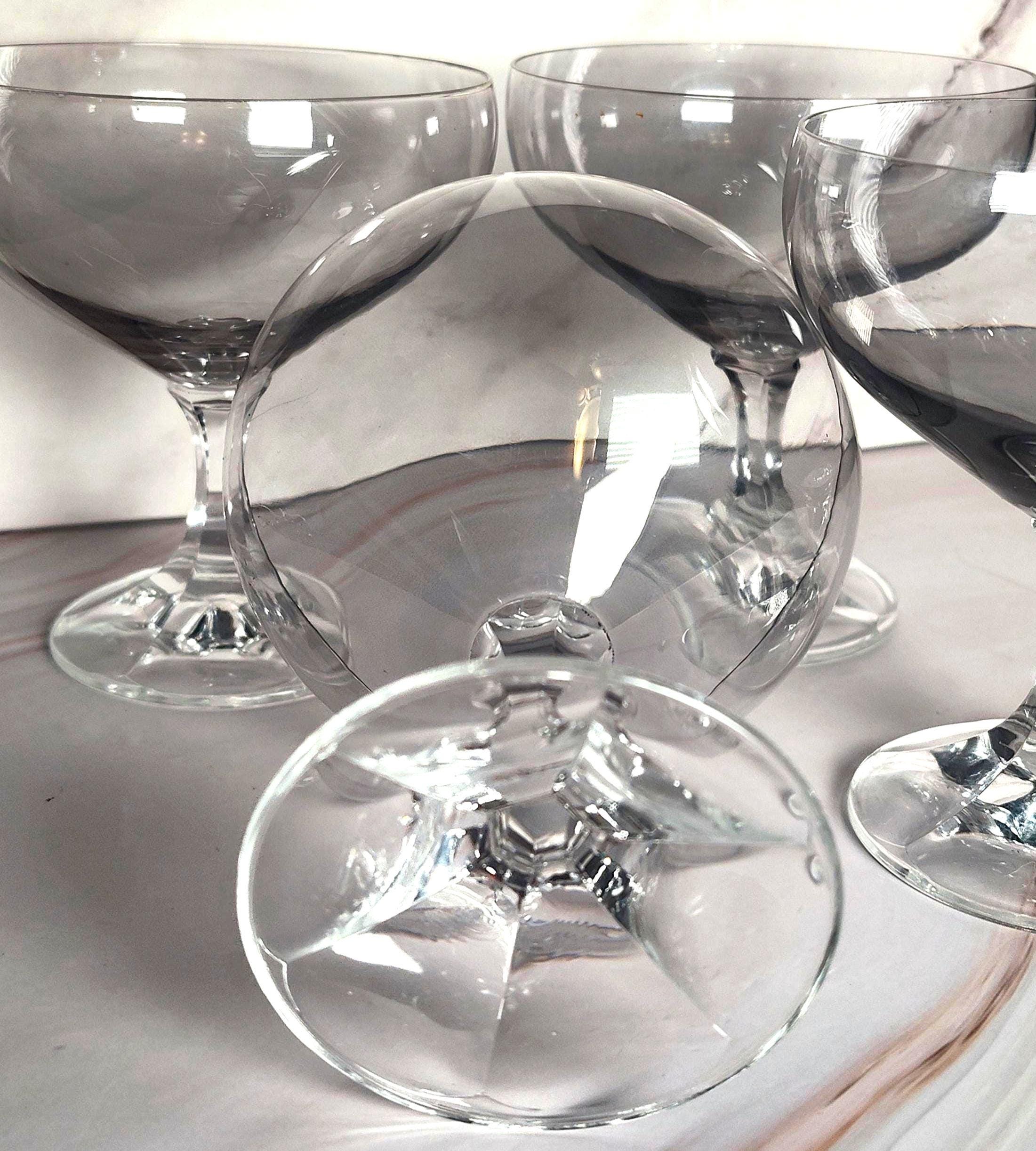 Set of 4 Schott Zwiesel Neckar Smoke Crystal Champagne Coupe Glasses – German Barware - Image 4