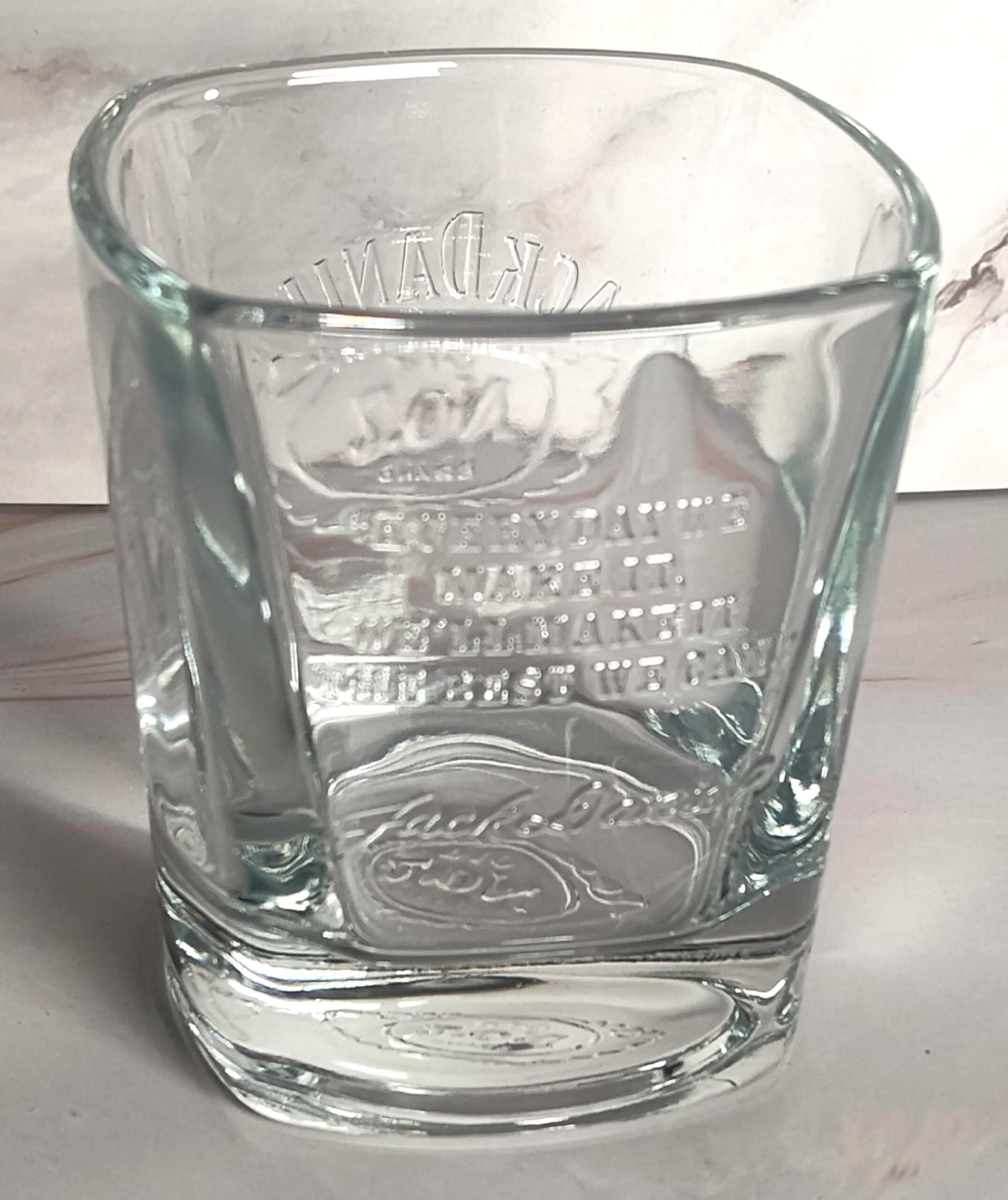 Jack Daniel's Old No. 7 Embossed Square Rocks Glass – Tennessee Whiskey Barware - Image 2