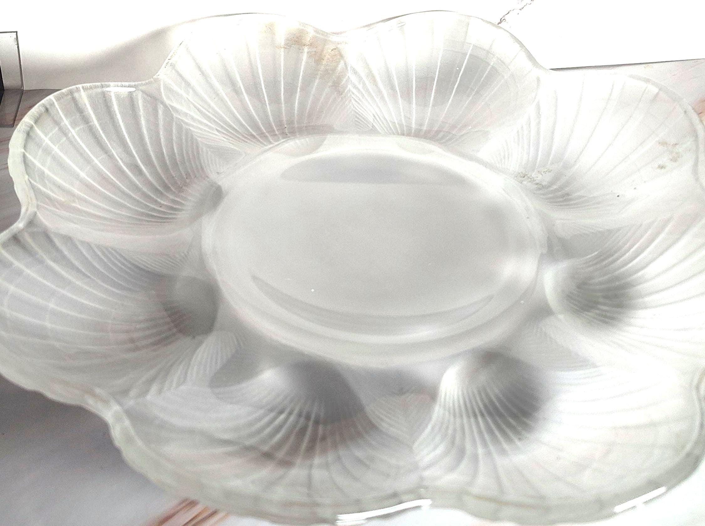Mikasa Frosted Glass Seashell Scallop Serving Platter 12 Inch Coastal Beach Shell Plate Entertaining