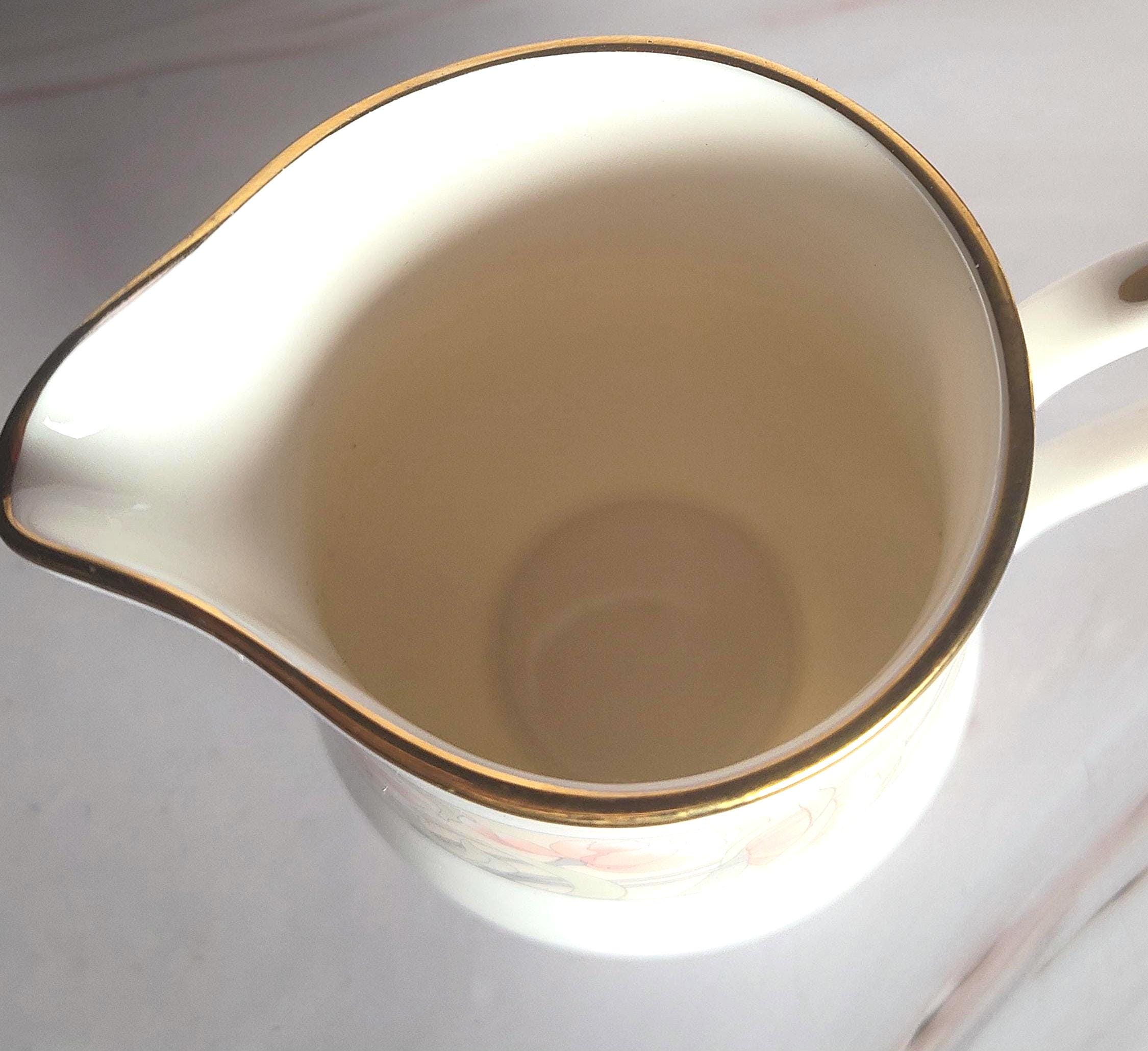 Gorham Wingate Creamer Sugar Set: Peach Floral Fine China Gold Trim - Image 4