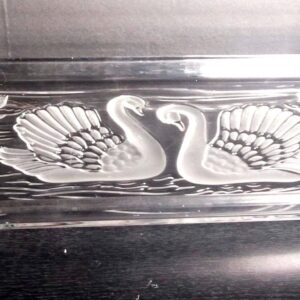 Mikasa Walther Crystal Swan Tray Frosted Glass Serving Platter West Germany Lily Pad