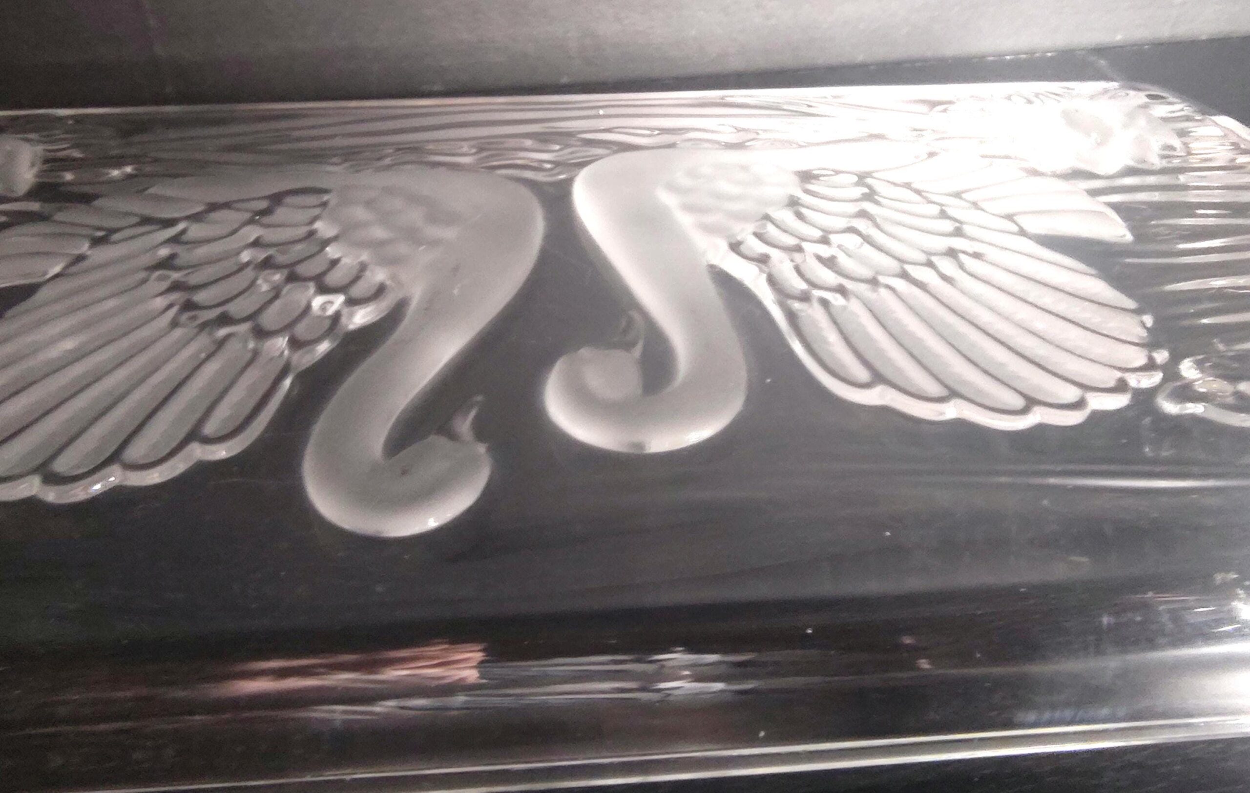 Mikasa Walther Crystal Swan Tray Frosted Glass Serving Platter West Germany Lily Pad - Image 5