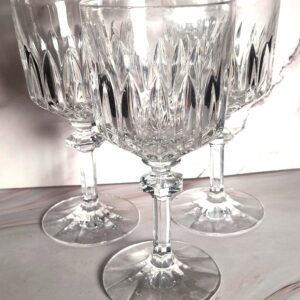 Nachtmann Angelique Claret Wine Glasses Set of 3 Cut Crystal Hexagonal Stem Germany