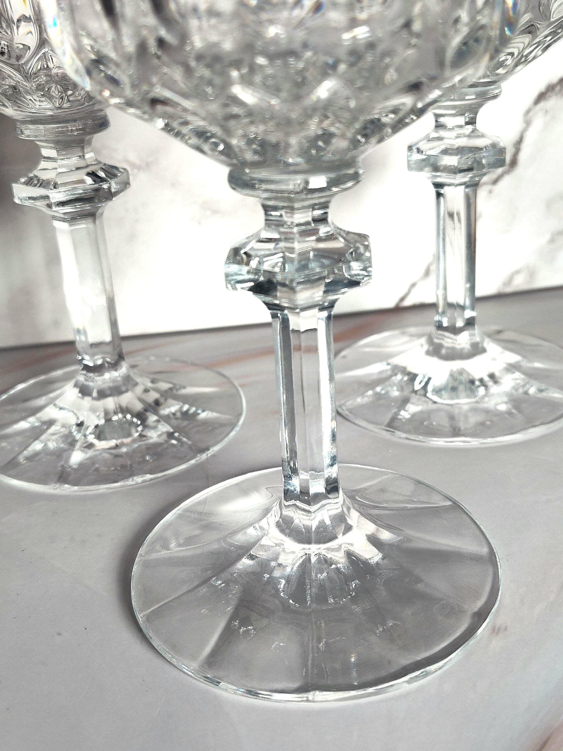 Nachtmann Angelique Claret Wine Glasses Set of 3 Cut Crystal Hexagonal Stem Germany - Image 3