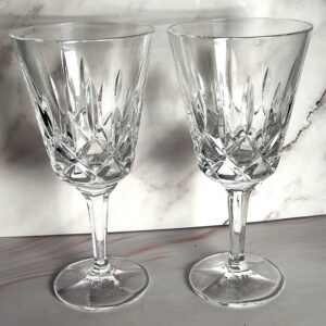 Gorham King Edward Cut Crystal Water Goblets Set of 2, German Lead Crystal 7"