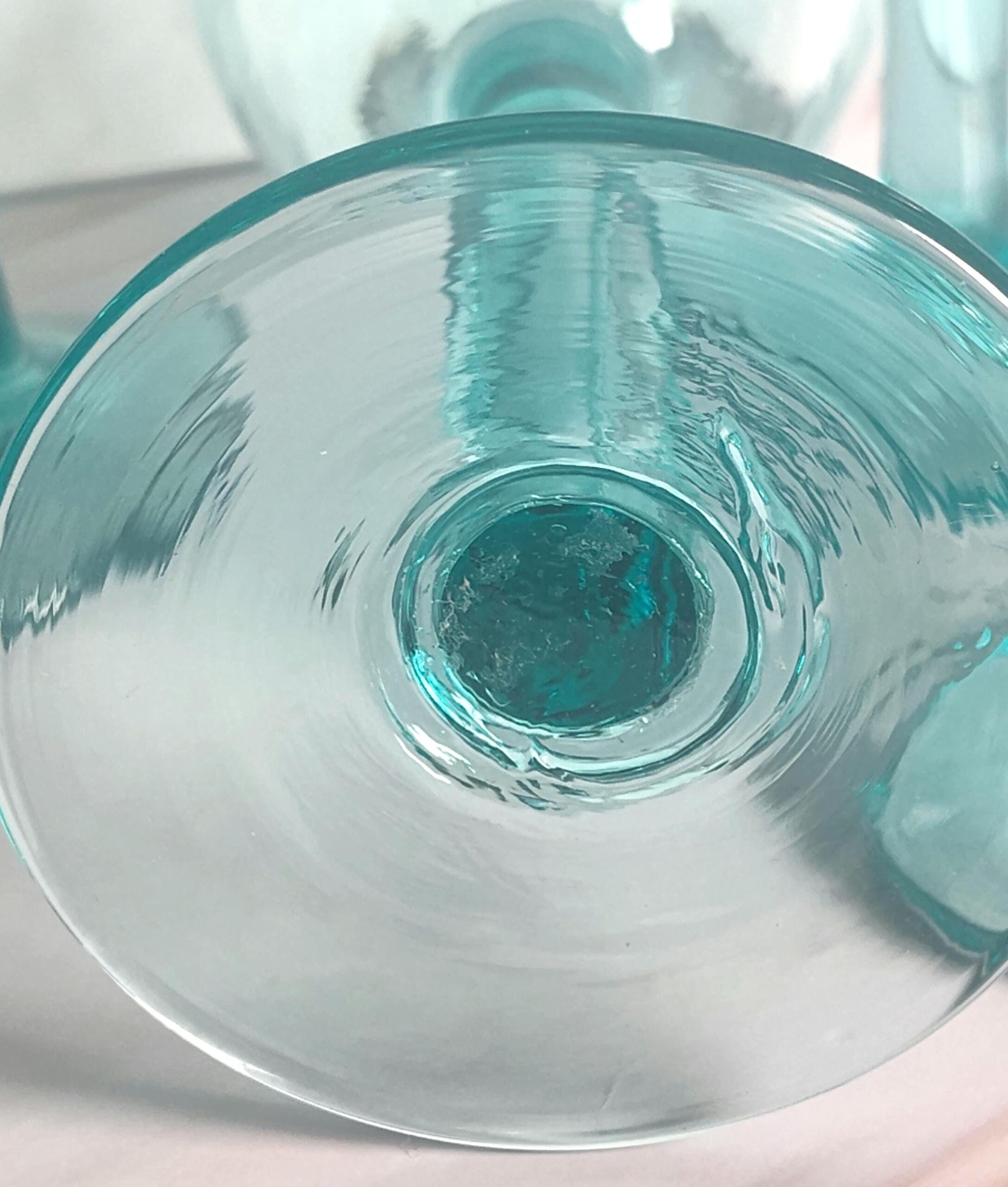 Set of 4 Vintage Teal Crystal Wine Glasses – Aqua Blue Green Goblets - Image 4