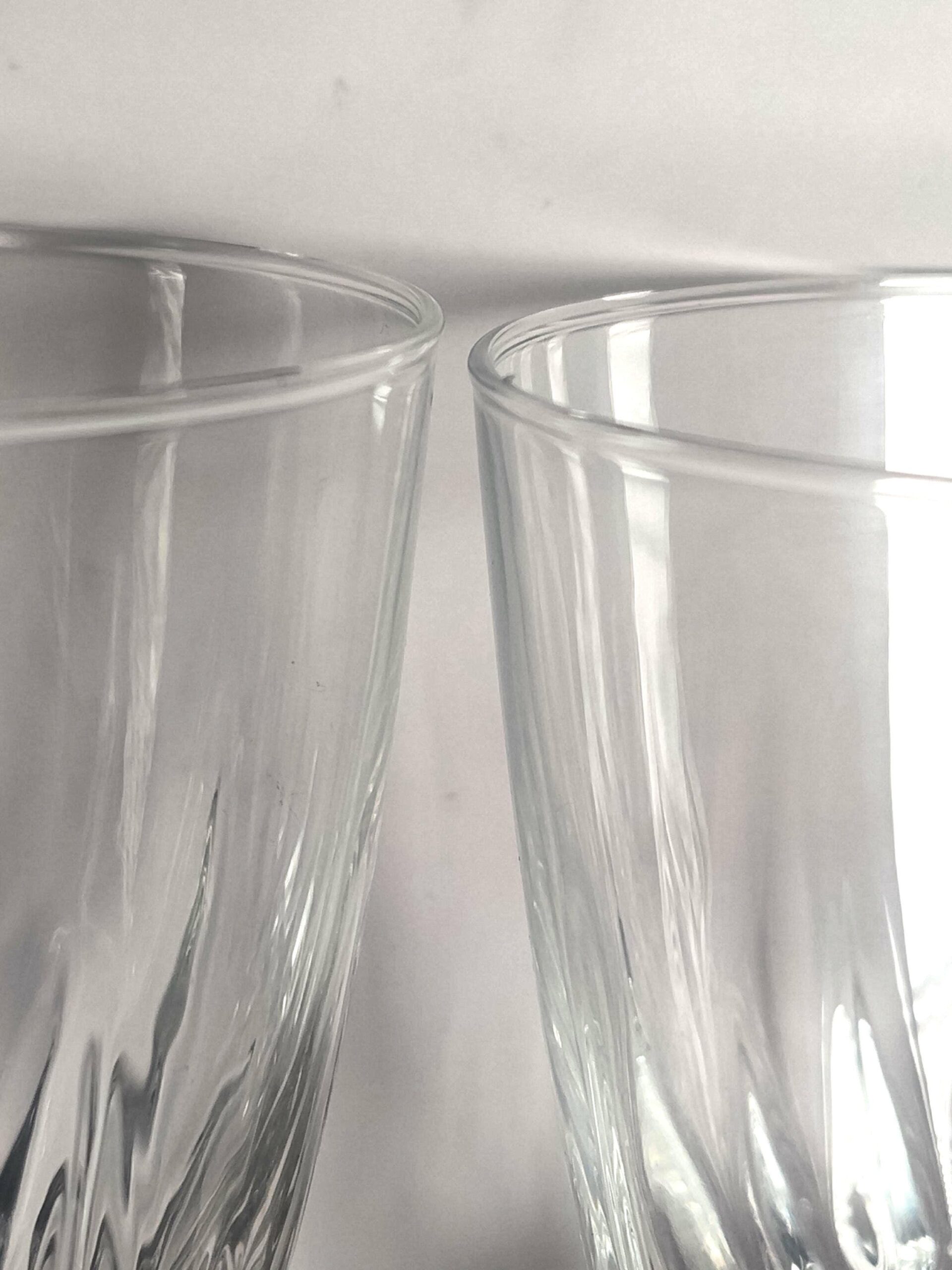 Luminarc Diamant Wine Glasses Pair Verrerie D'Arques France Cut Glass Faceted Stem with Sticker - Image 2