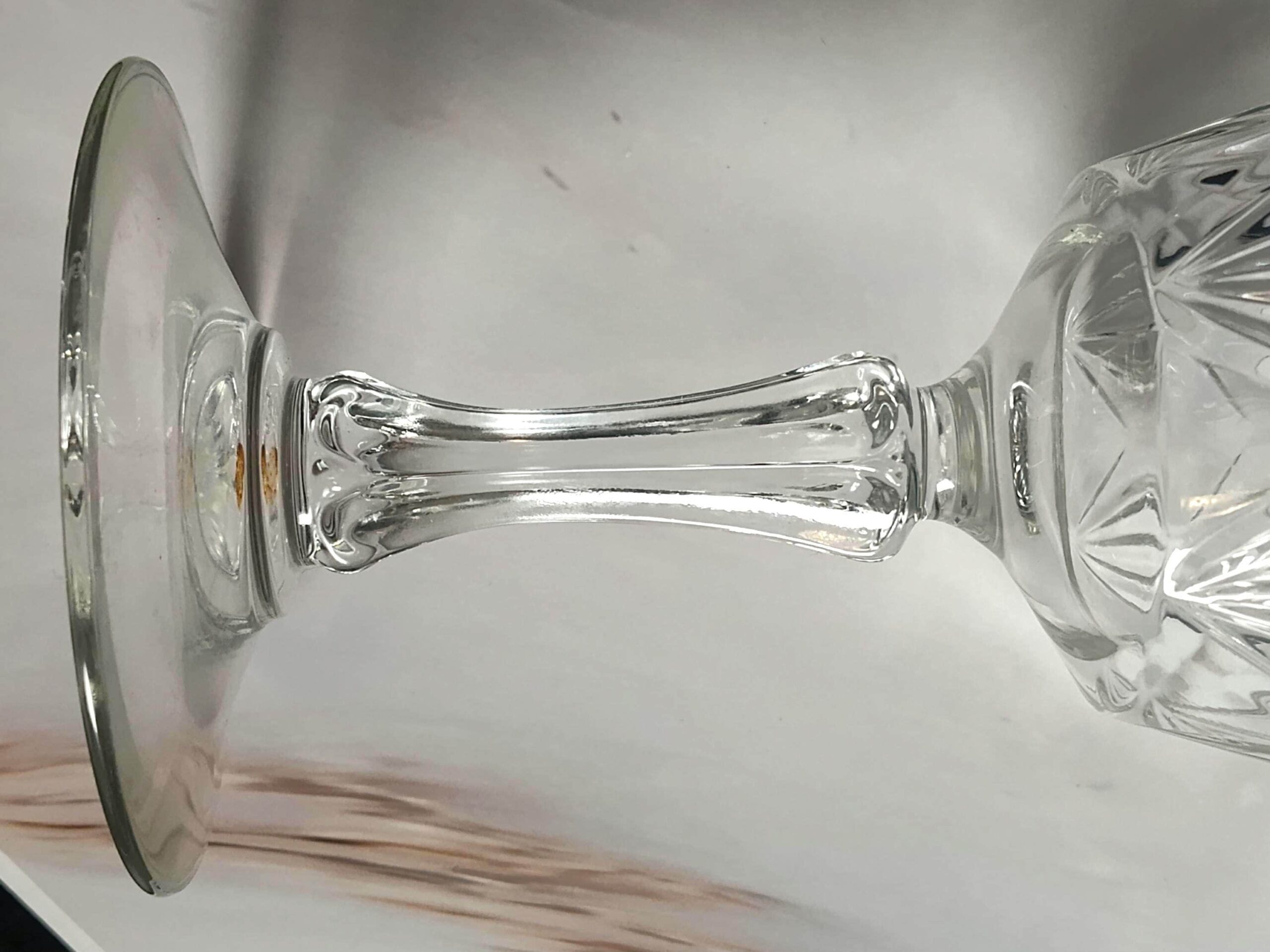 Vintage Luminarc France Cut Glass Water Goblets Set of 4 Verrerie D'Arques Crystal Stemware Leaf Pattern 6 3/4 Inch French Glassware - Image 3