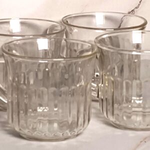 Set of 4 Vintage Vitro Corning Ribbed Glass Coffee Mugs – Mexico 1990s Diner Style