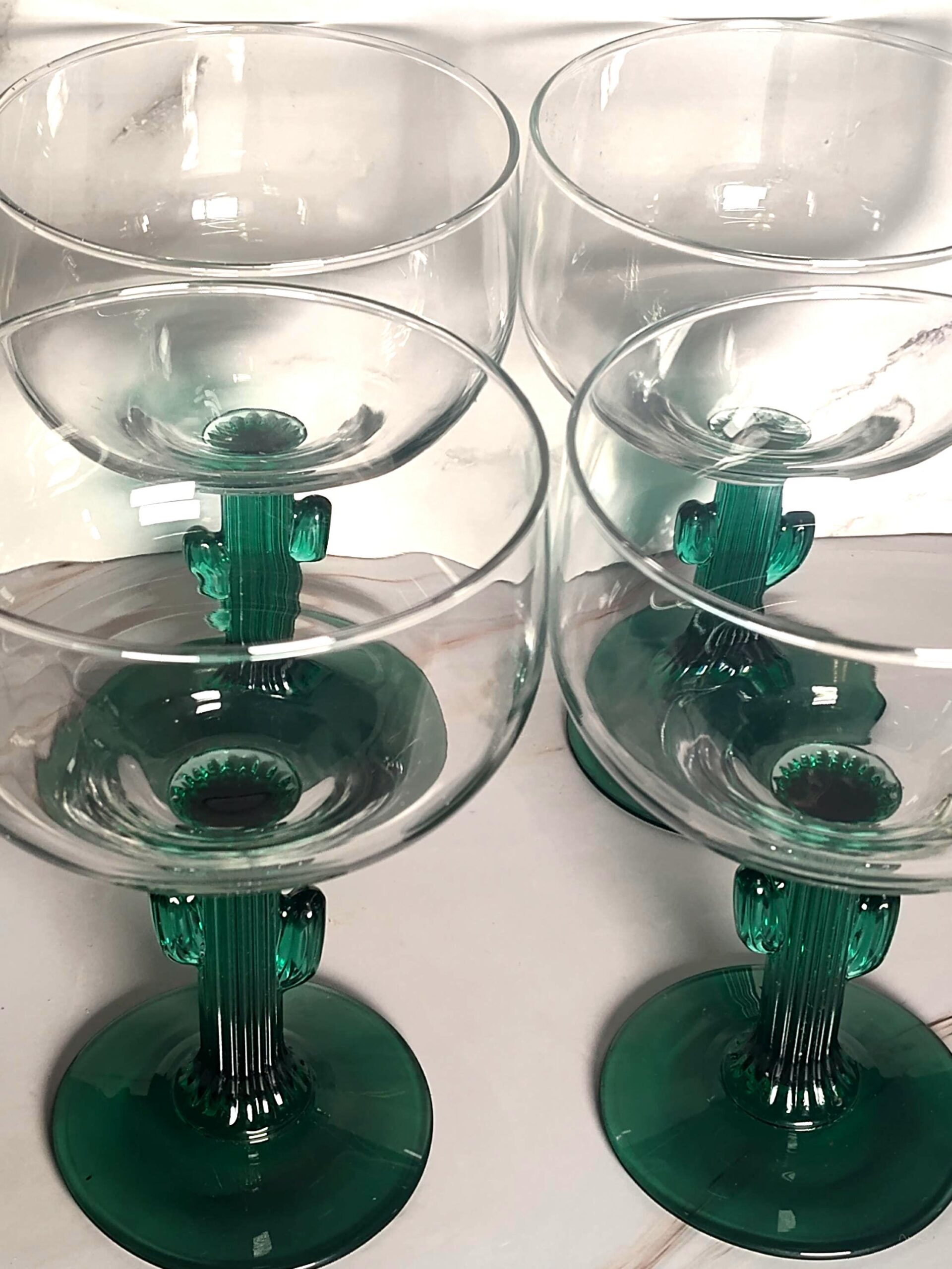 Vintage Libbey Cactus Stem Margarita Glasses Set of 4 Southwestern Barware - Image 2