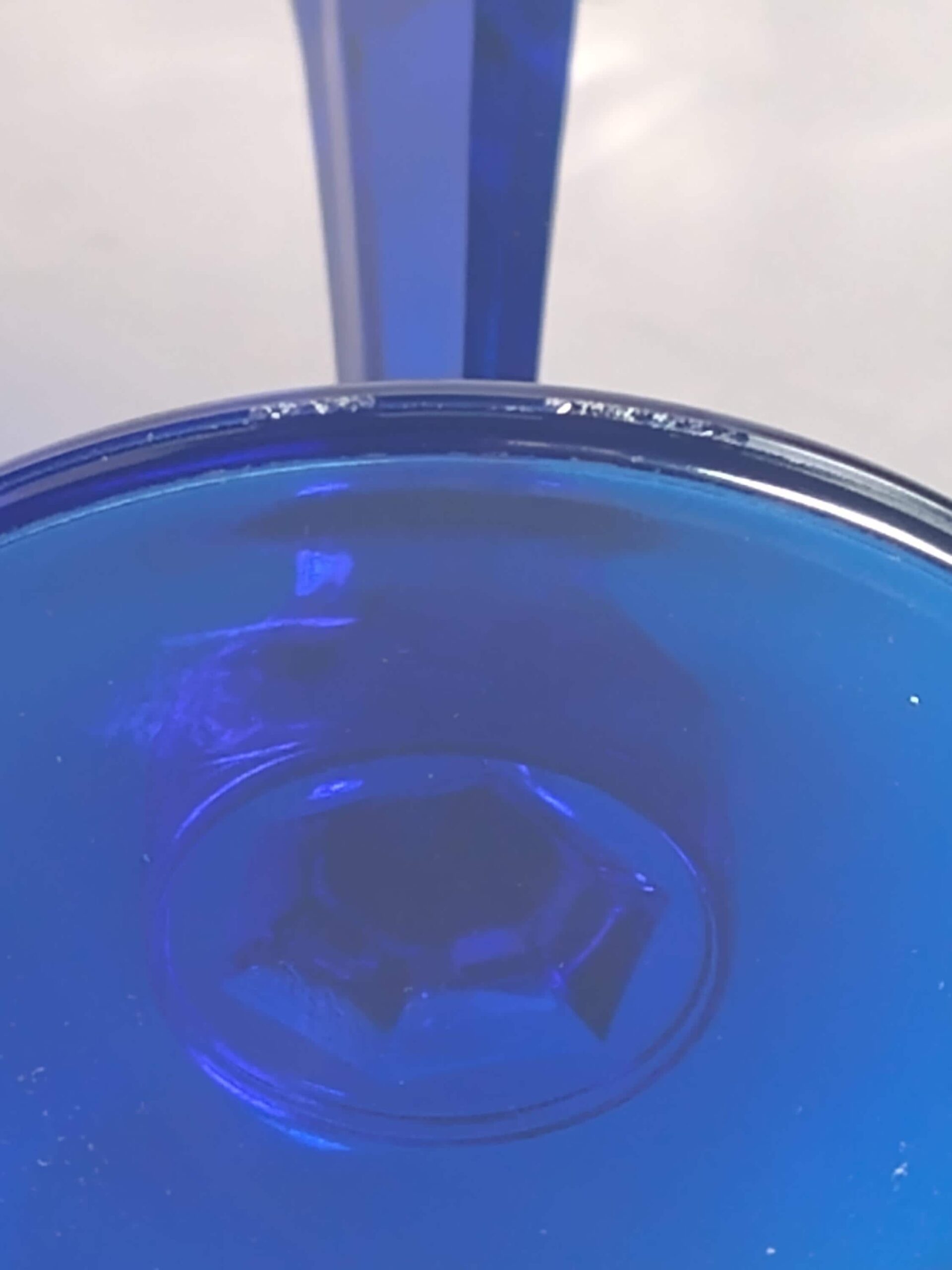 Vintage St George American Heritage Cobalt Blue Stem Crystal Water Goblet 8 Inch Cut Glass Hexagon Stem Jeannette PA Stemware - Image 5