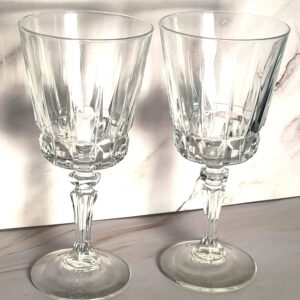 Cristal D'Arques Chantelle Claret Wine Goblets Pair, French Crystal Faceted Stem (6 7/8 Inch)