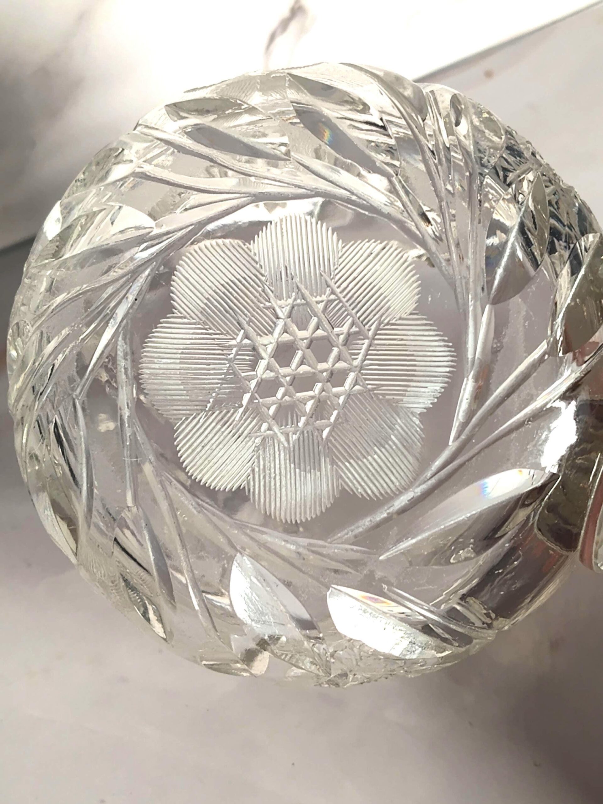 Antique Cut Crystal Creamer Pitcher ABP Style Hobstar Crosshatch Fan Sawtooth Rim - Image 5