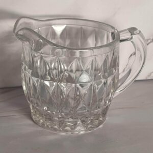 Federal Glass Windsor Diamond Creamer Clear Pressed Glass Vintage Depression Era