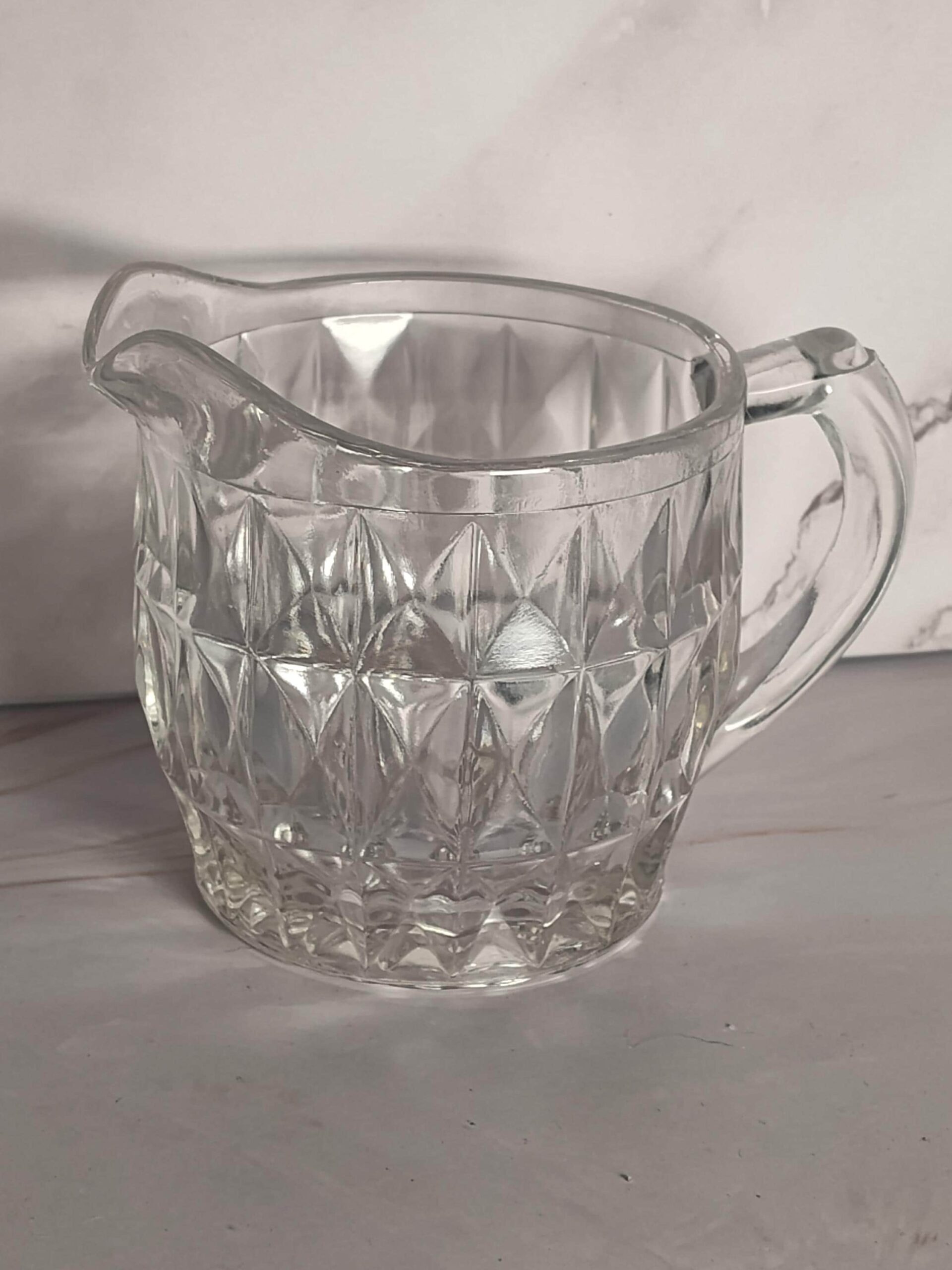Federal Glass Windsor Diamond Creamer Clear Pressed Glass Vintage Depression Era