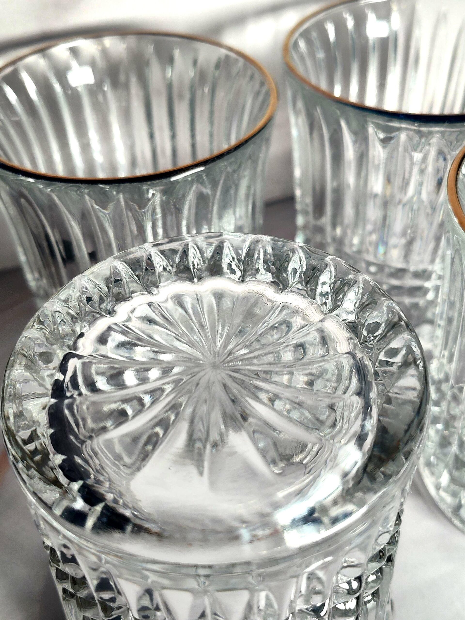 Cristal D'Arques Longchamp Gold Rim Old Fashioned Glasses Set of 4 French Crystal - Image 4